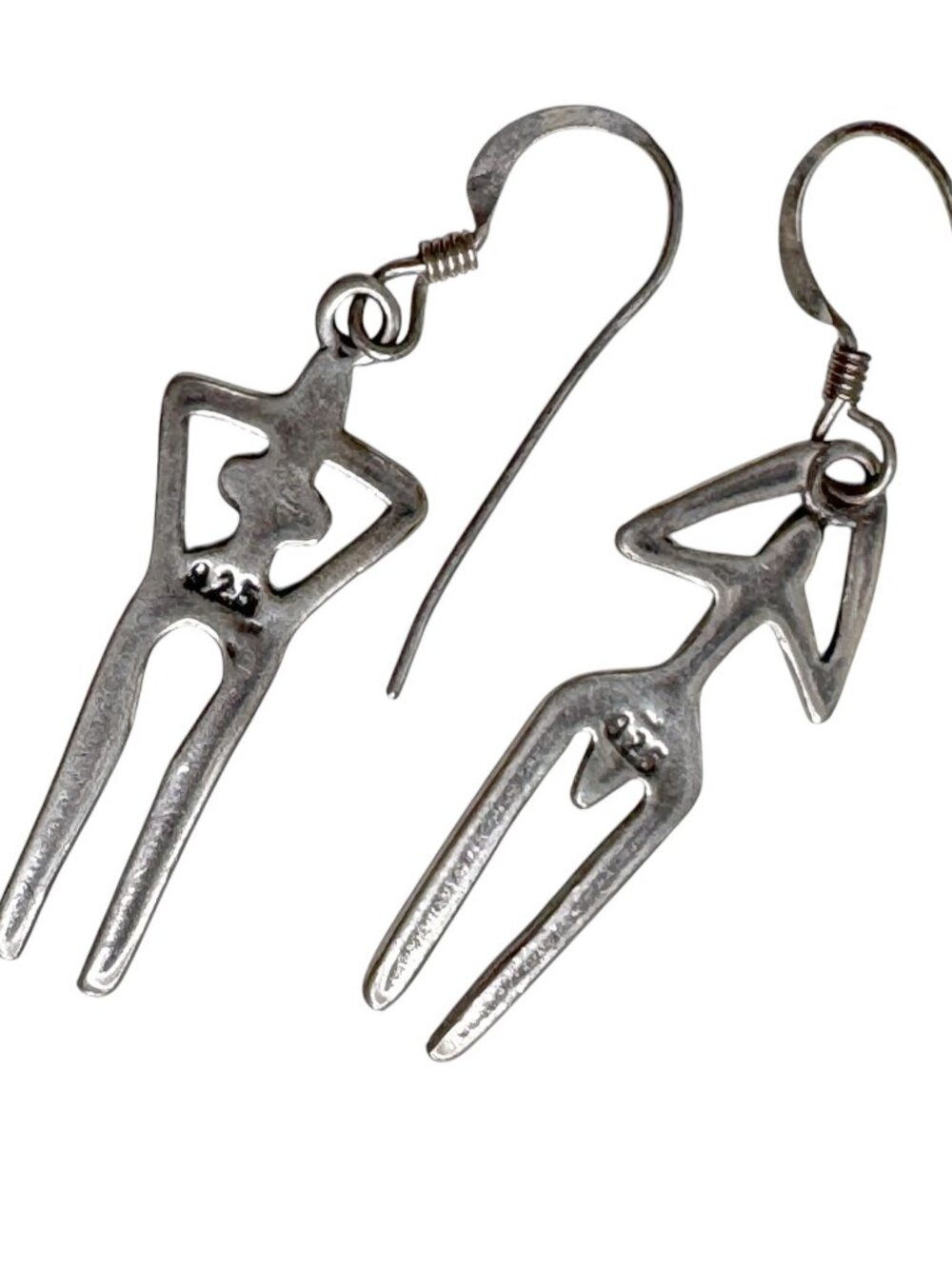 Sterling silver 925 indigenous figure couple dangle earrings - Picture 6 of 7